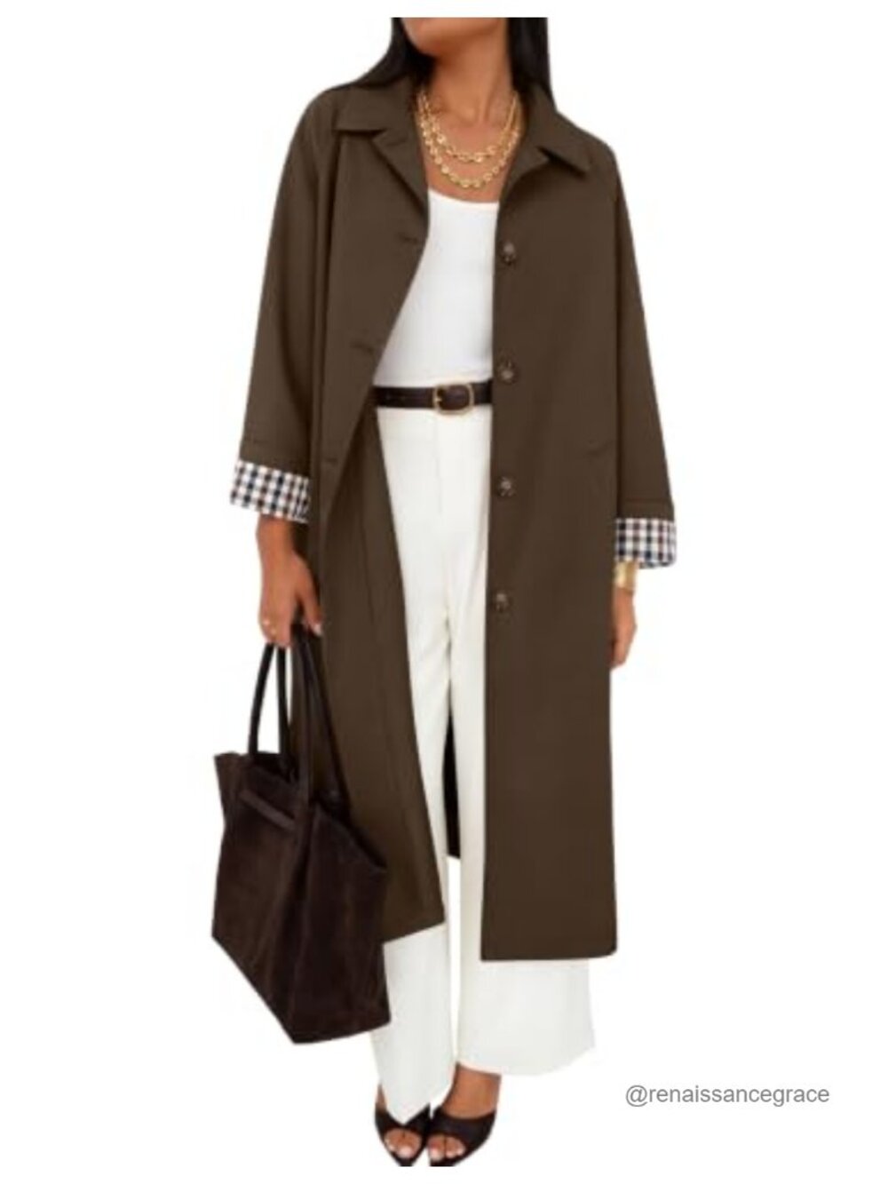 Oversized Single Breasted Trench Coat Windproof Long Lapel